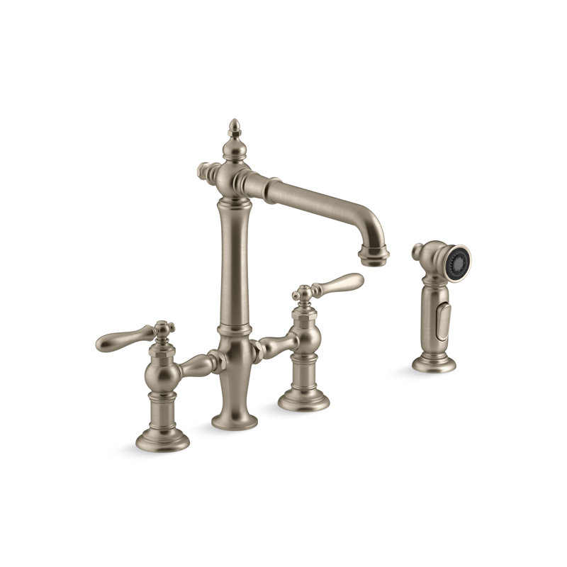 Robinet pont Artifacts, Poignée levier, Bronze brossé éclatant