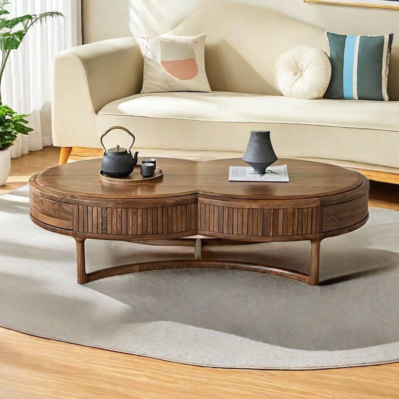 Walnut Coffee Table Elegant Design, 15.35" H x 51.18" L x 27.55" W