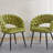 Chaise verte moderne (ensemble de 2) avec pieds en tube de fer de couleur dorée, coussins moelleux et dossier confortable, convenant à la salle à manger, au salon, au café et au dossier en boule de poils-899738171