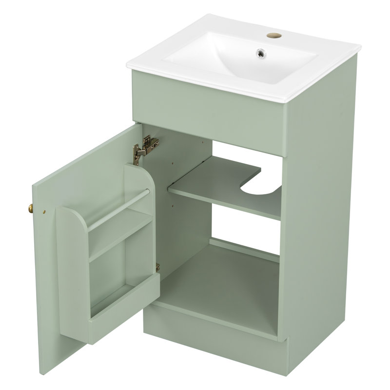 Meuble-lavabo 18 po avec lavabo, meuble-lavabo avec tablette de porte et tablette réglable