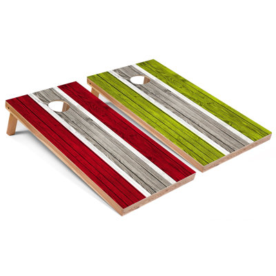 Striped Cornhole Boards with Case & Lights