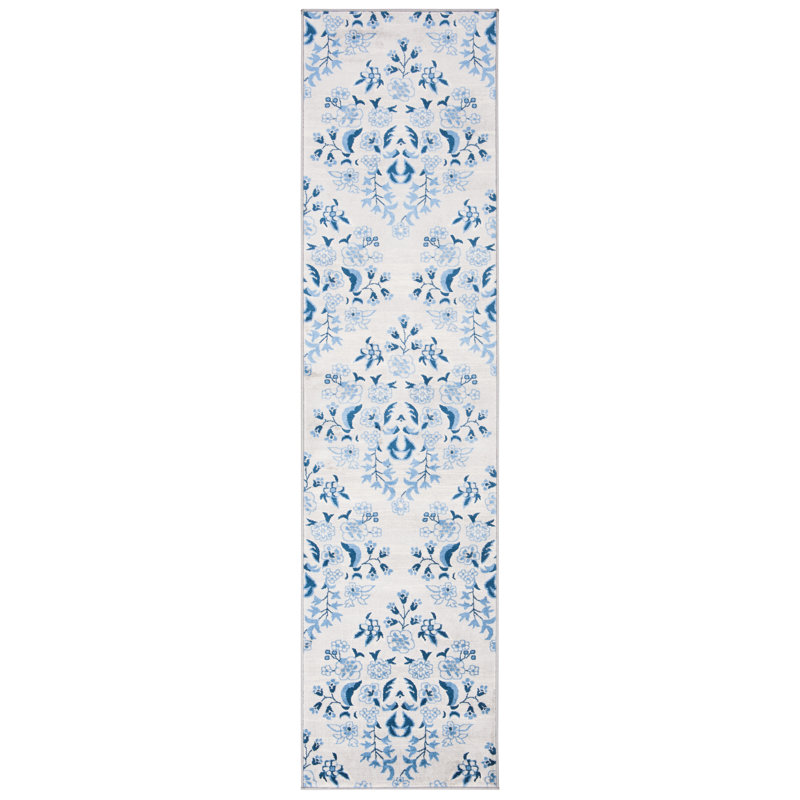 Tapis crème / bleu Martha Stewart, Tapis de couloir 2 pi x 12 pi