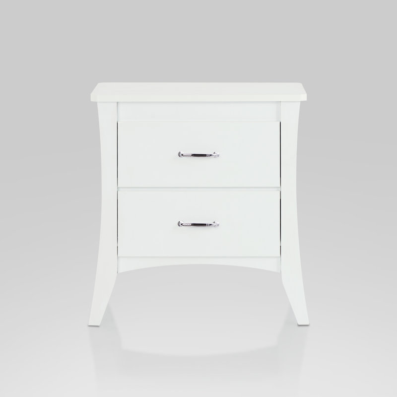 Rectangular Nightstand In White With 2 Function - Wooden Frame, Tapered Legs, , 25" X 24" 16 Configuration