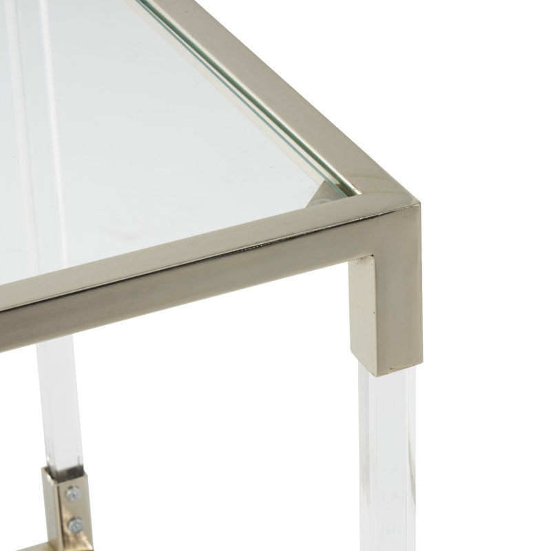 Table d'appoint en forme de cube en plastique avec supports argentés Nichalaus