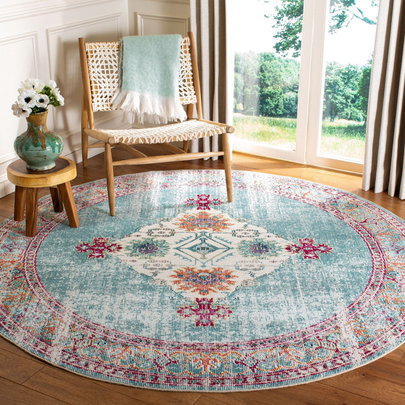 Tapis performance à motif sud-ouest Haneul, Rond 7 pi