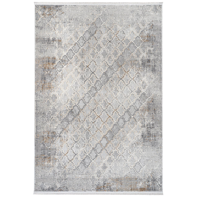 Rhon Machine Made Indoor / Outdoor Area Rug, Rectangle 5'3" x 9'10"