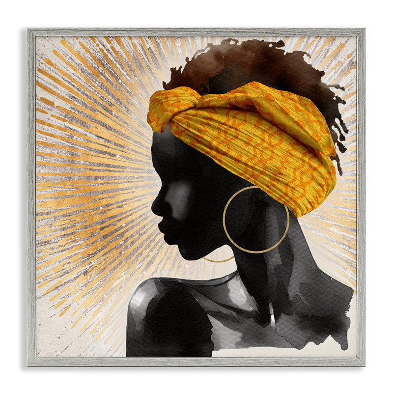 Golden Sunburst Profile, H 17 po x l 17 po, Giclée de ferme grise encadrée
