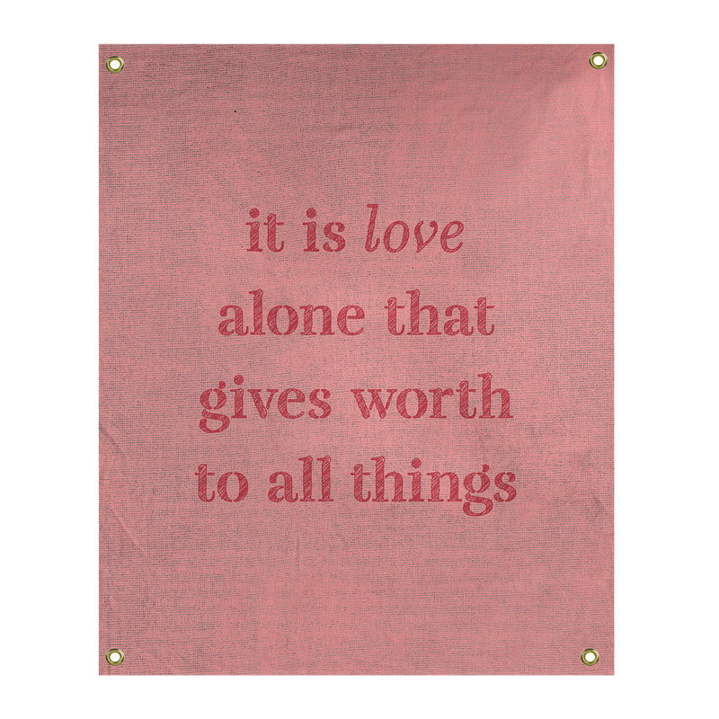 Tapisserie de polyester à citation manuscrite en polyester, H 36 po x l 26 po, Rouge