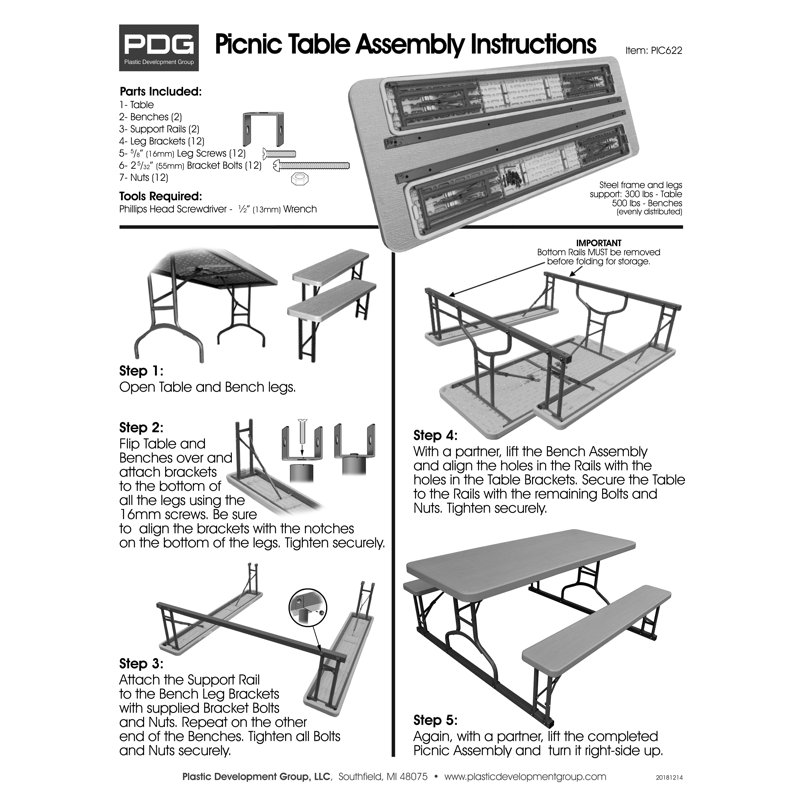 Table pliante portative 72 po, Blanc