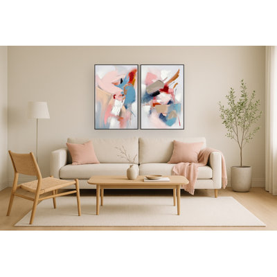Art mural abstrait Vivid Harmony - 47 po x 63 po, cadre noir