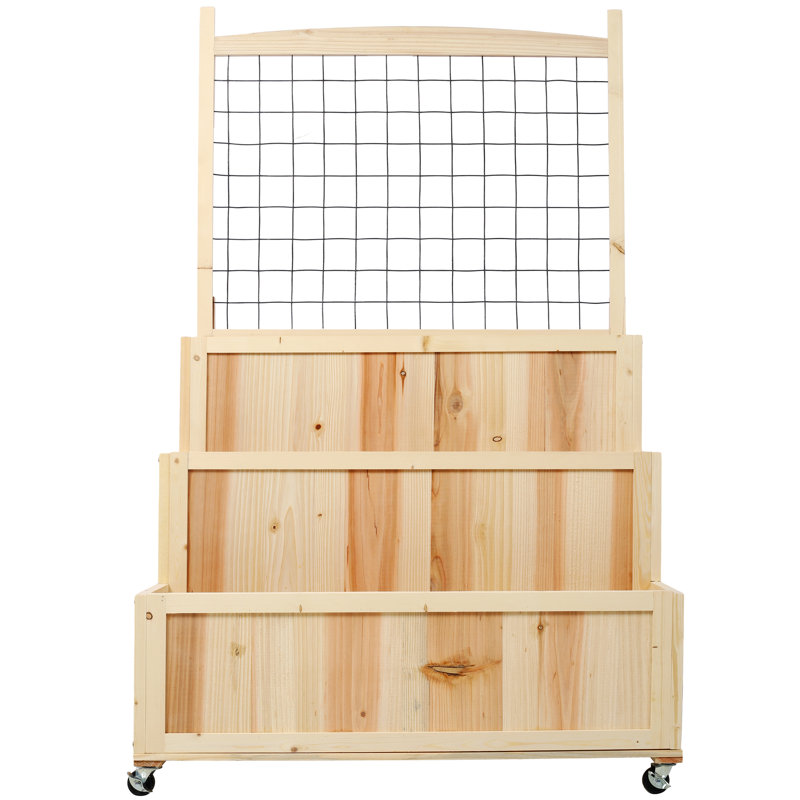 Banc de rempotage en bois massif de 53 po avec roulettes et treillis