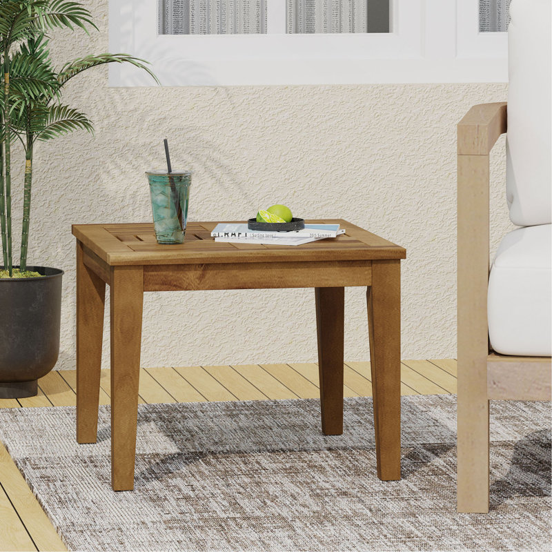 Hampton Outdoor Acacia Wood Side Table, 20 "W x 20 "D x 15.75 "H