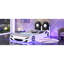 Lit voiture de course blanc en bois blanc avec éclairage DEL et douillette-1814889217