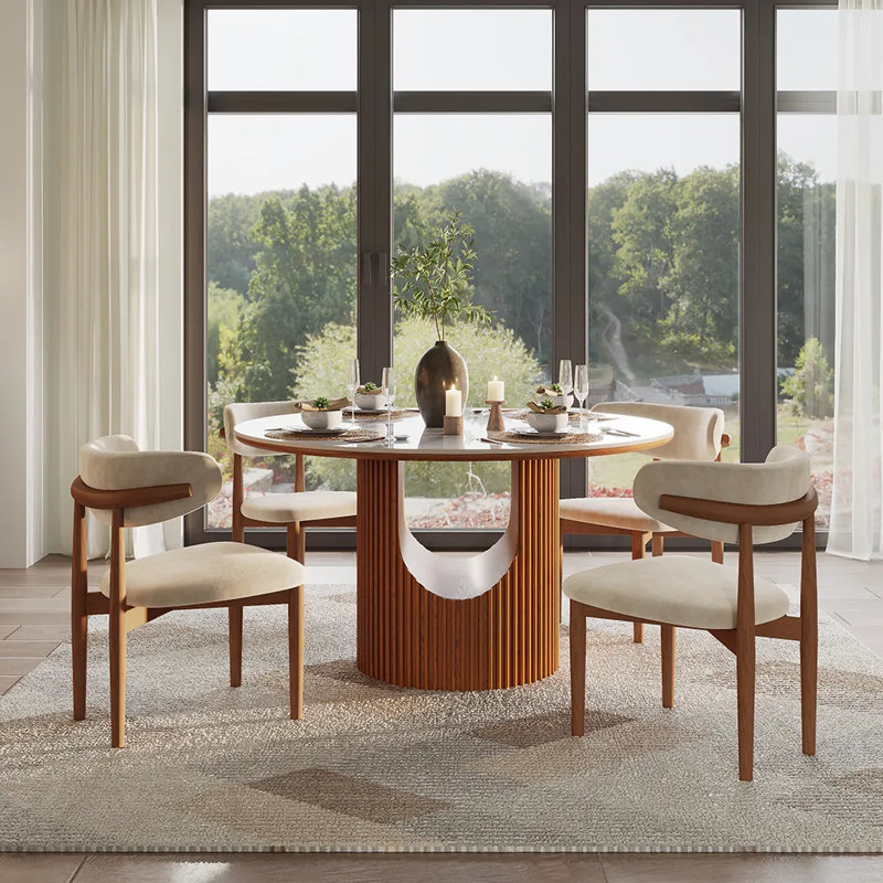 Table de salle à manger Mid-Century, Blanc lustré, H 30 po x L 47 po x l 47 po
