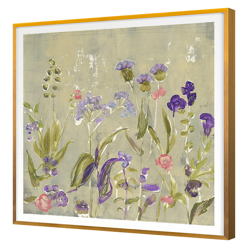 Floral Illustration 1 Print by Maeve Harris, Gold Framed, 25" H x 25" W