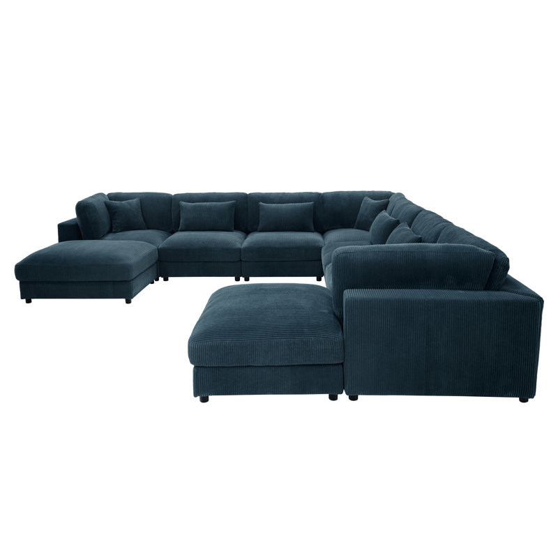 Grand canapé modulaire en velours côtelé Kathreen Wanborne, Dark Blue Corduroy