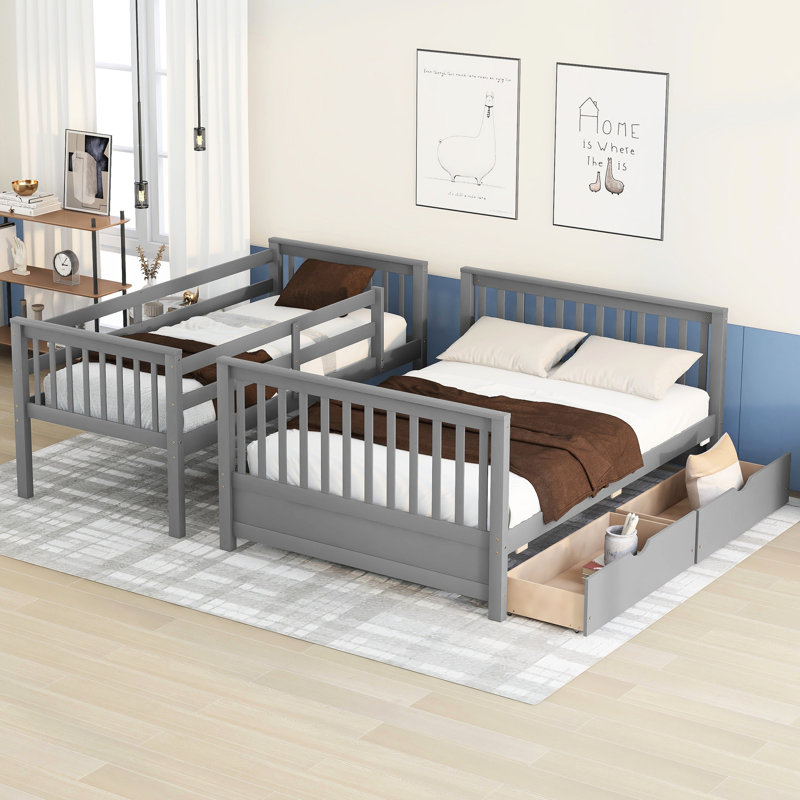 Full Bunk Bed In Gray, Meets Requirements Bed, Gray Color, Construction, Gray, Full