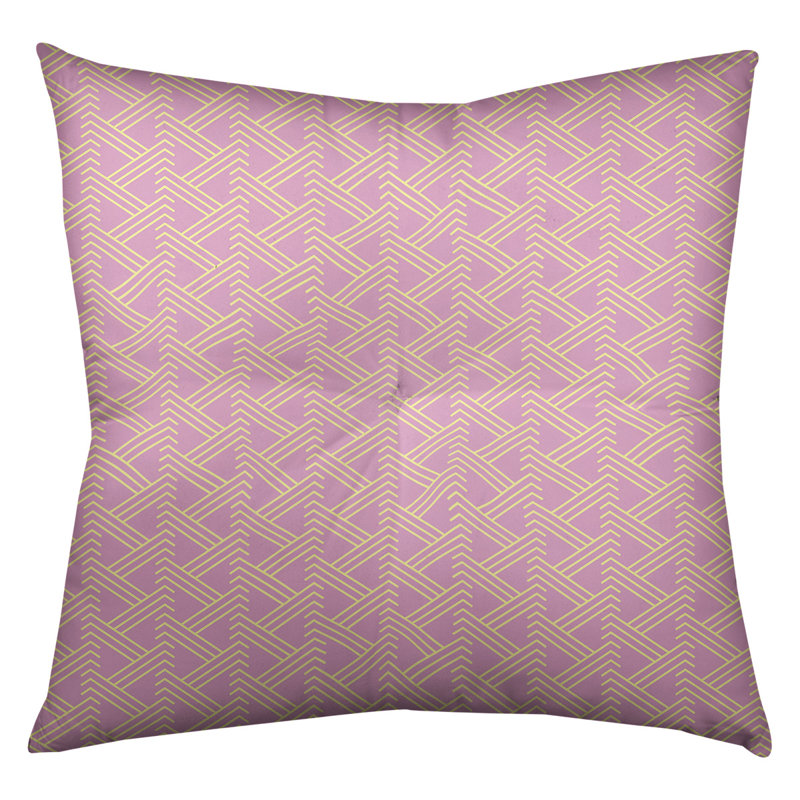 Coussin de sol zig zag classique, 26 po x 26 po, Rose/jaune