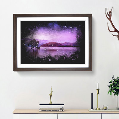 Lone Tree Under a Purple Sunrise - Picture Frame Graphic Art Print