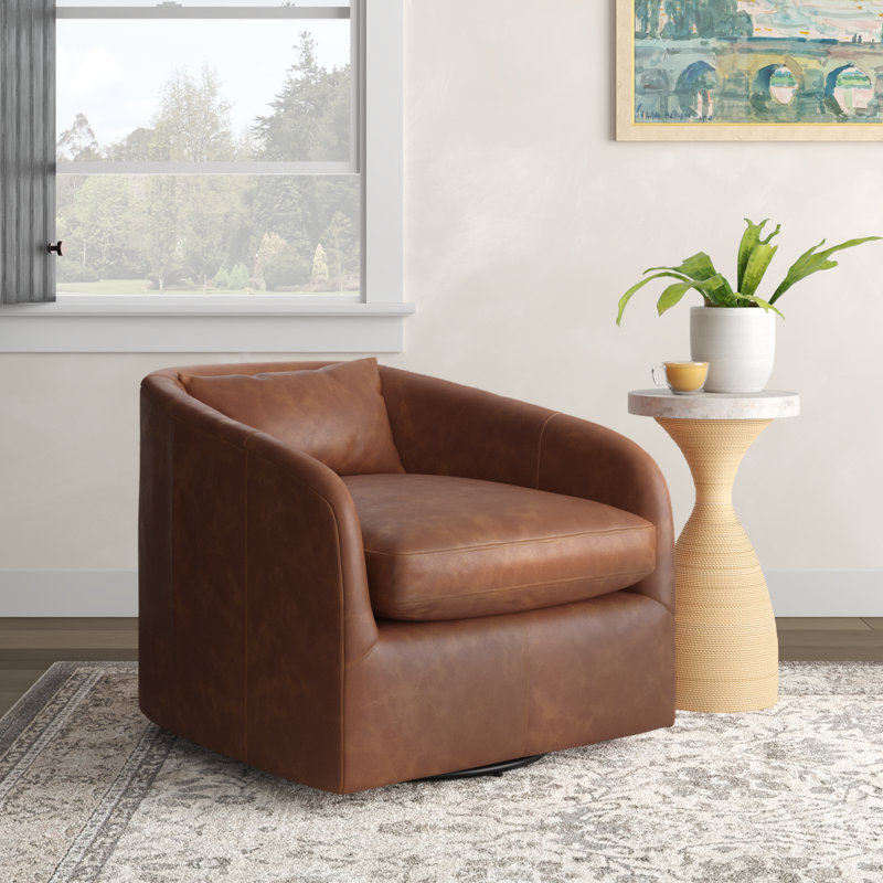 Paralimni Swivel Chair, Heirloom Sienna Genuine Leather