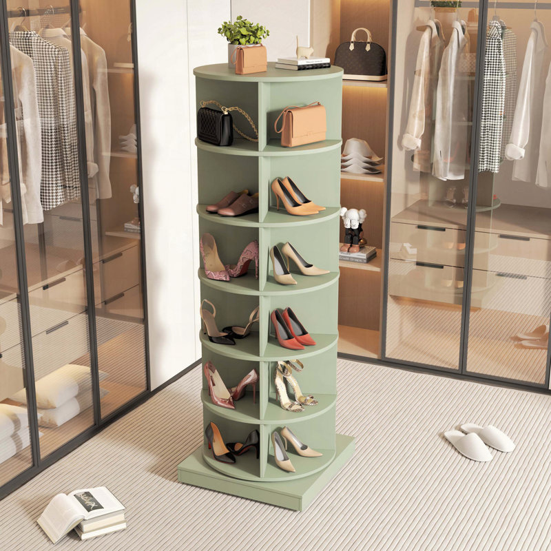 Range-chaussures rotatif 6 couches Green 360, 23.62" H x 56.14" W x 23.62" D, Vert