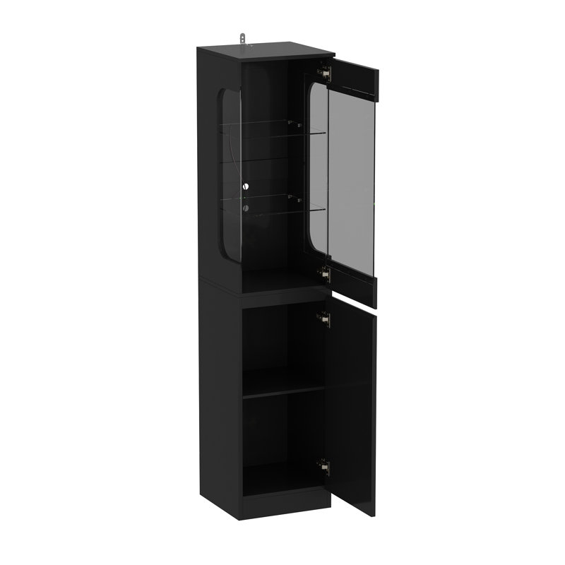 Vitrine moderne noire ultrabrillante avec éclairage DEL
