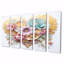 Ensemble de 5 décorations murales abstraites à motif de fleur mauve pastel doré-106159147