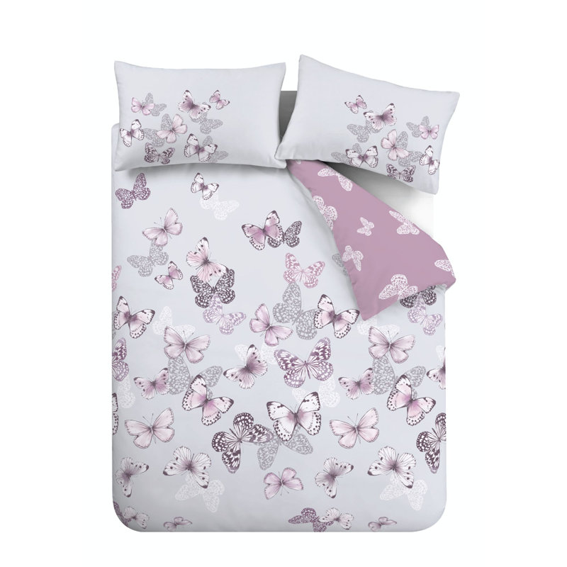 Scatter Butterfly Reversible Duvet Cover Set with Pillowcases, 220 x 230cm Duvet Cover + 2 Standard Pillowcases