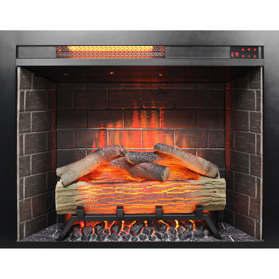 28" Infrared Electric Fireplace Insert - Touch Panel, 1500W Heat, 4 Flame Colors, Adjustable Brightness, Overheat Protection, /Ul , 28 Inch Antique Black Finish, Heating, Remote Included, Hardwired Or
