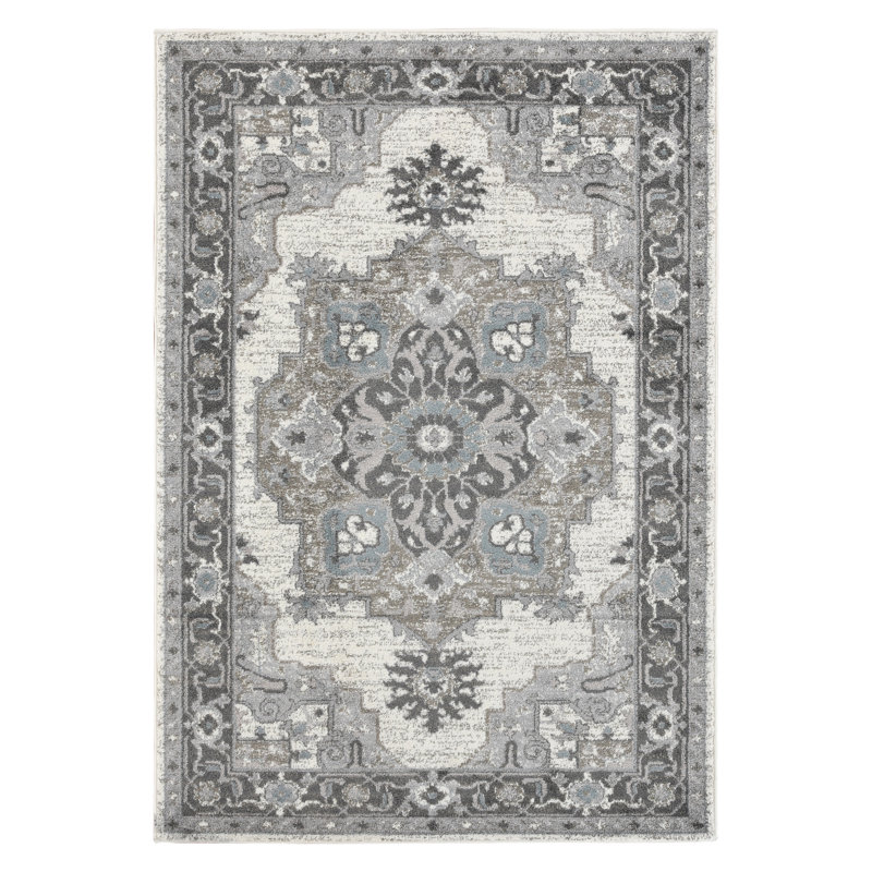 Honig Farmhouse Botanical Medallion Area Rug, Rectangle 2' x 3'