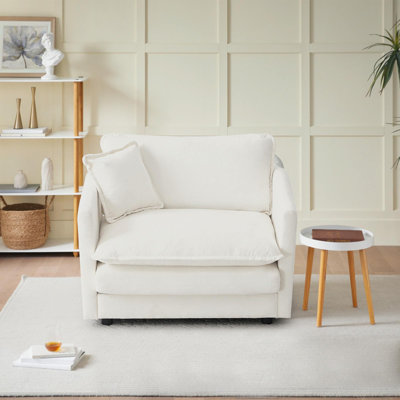 Single Accent Chair Sofa Chenille Fabric Reading Chair Single Sofa Couch with Pillow for Living Room, Apartment, Office by Ebern Designs