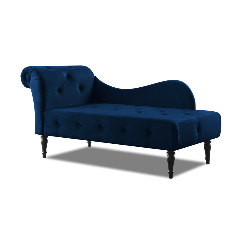 Scalise Upholstered Chaise Lounge, Midnight Blue
