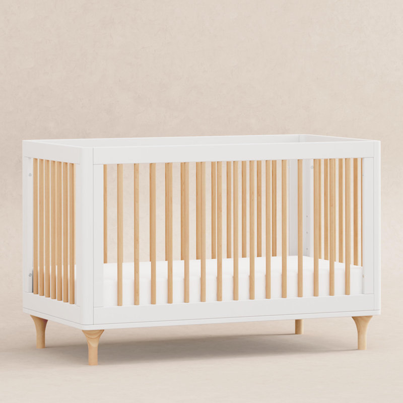 Lolly 3-in-1 Convertible Crib, White/Natural