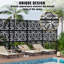 Freestanding Metal Privacy Screen, Laser Cut Decorative Garden Fence Panel with Stand, Rustproof Galvanised Steel Divider, 183x120cm, Black, Petal Style
