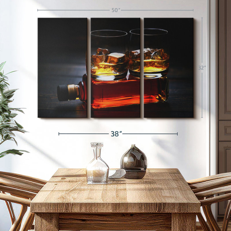 «Full Whiskey Bottle» sur toile, H 32 po x l 50 po x P 1,25 po