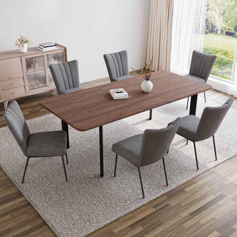 Ensemble de salle à manger Modern Kitchen, table de salle à manger extensible de 63 à 78,7 po avec chaises H 34,2 po (table 6