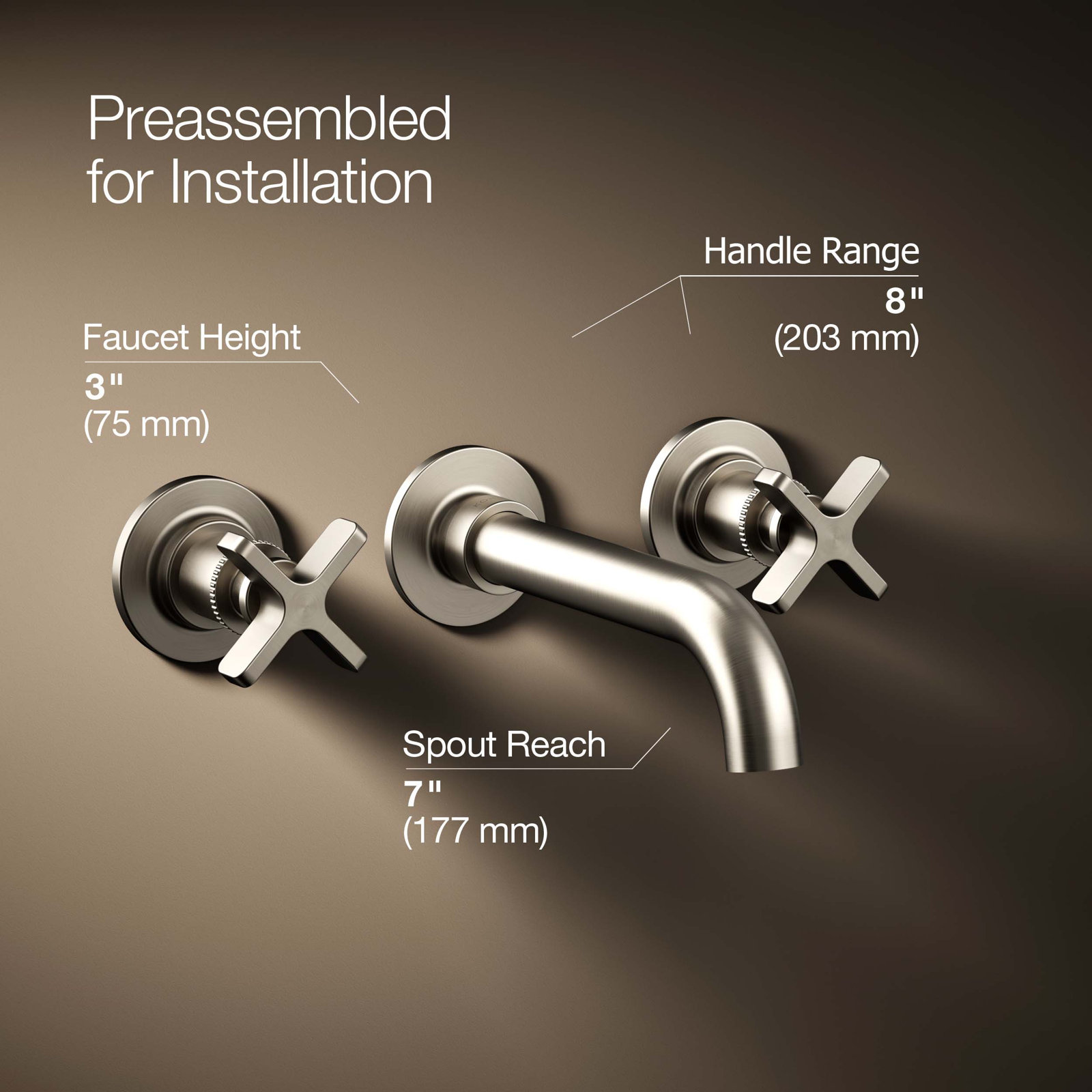 Castia Wall-Mount Bathroom Sink Faucet Trim, Vibrant Brushed Nickel