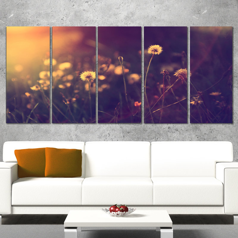 Vintage Dandelion Meadow Photo Print on Canvas