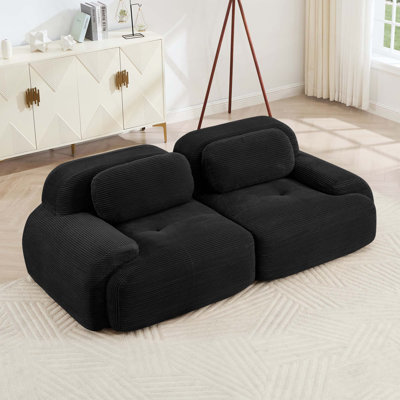 Canapé modulaire de 82 pouces en velours côtelé luxueux avec accoudoirs incurvés et conception antidérapante, éponge à haute résilience pour les salons et les chambres