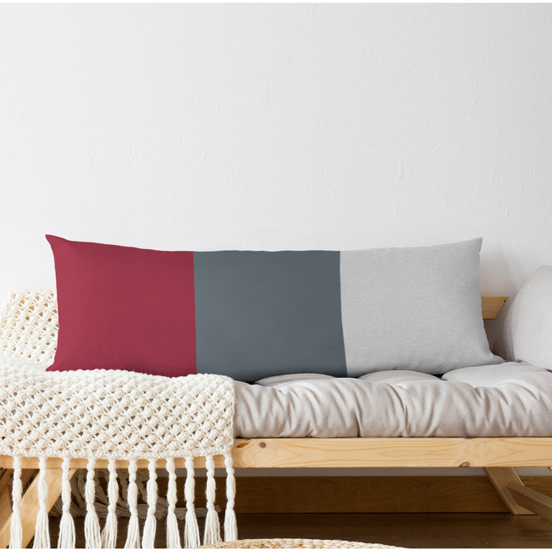 Polyester Medium Pillow, Red/Grey Middle, Aaru 