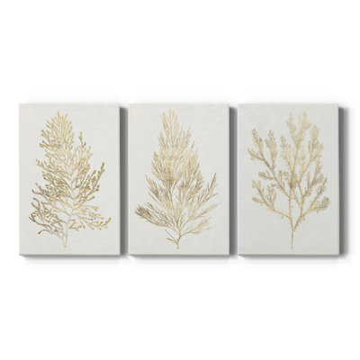 Gilded Algae IV - Toile tendue sur mesure avec châssis - 3 pièces