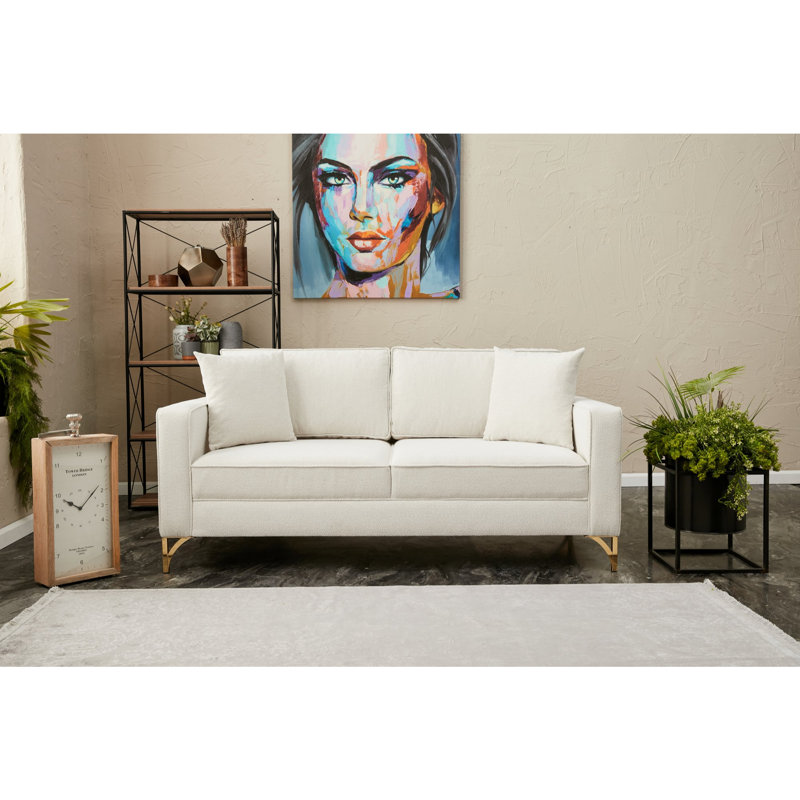 Canapé 70,9 po, 100 % polyester crème, Or