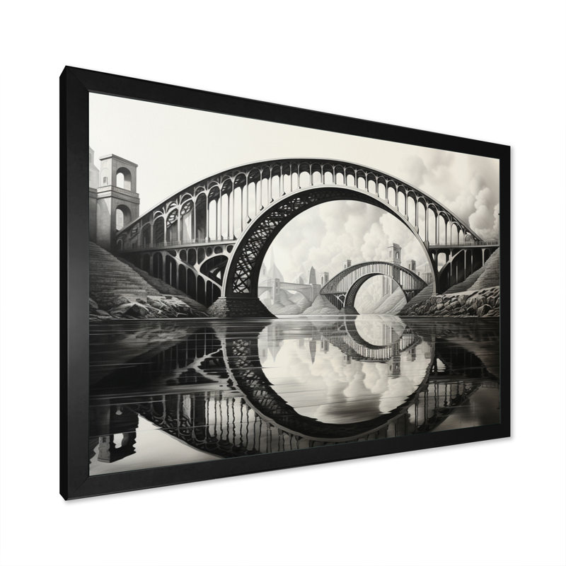 Pont Edgemon gris acier symphonique gris anthracite IV - impression, H 30 po x l 40 po x P 1,5 po, Cadre simple noir