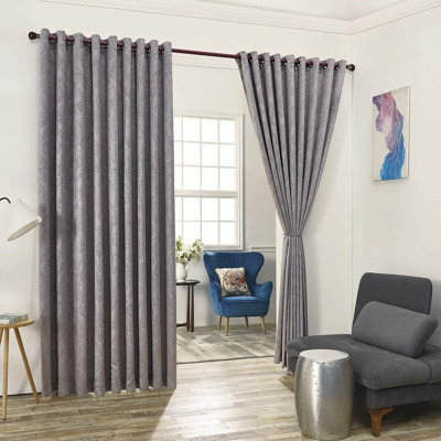 Nakagawa Damask Embossed Blackout Thermal Extra Large Curtains for Large Windows or a Room Divider