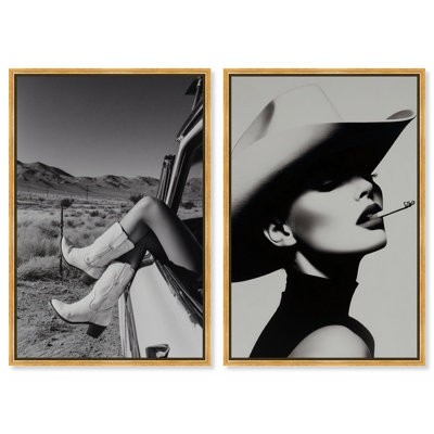 Cowgirl Chic Set Canvas Print Fashion Wall Decor Set by Art Remedy, Gold Frame, 36 x 54