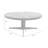 Burdett Mid-Century 33.5 In. Round Maroon Coffee Table With Tempered Glass Top