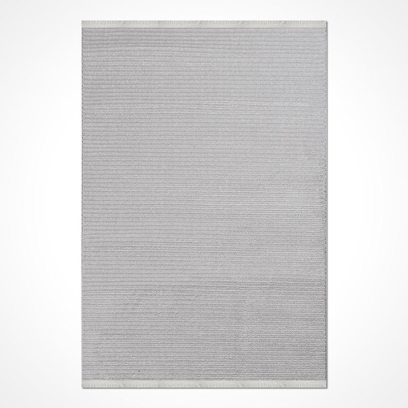 Tapis gris moderne lavable à la machine, Rectangle 2 pi 8 po x 5 pi