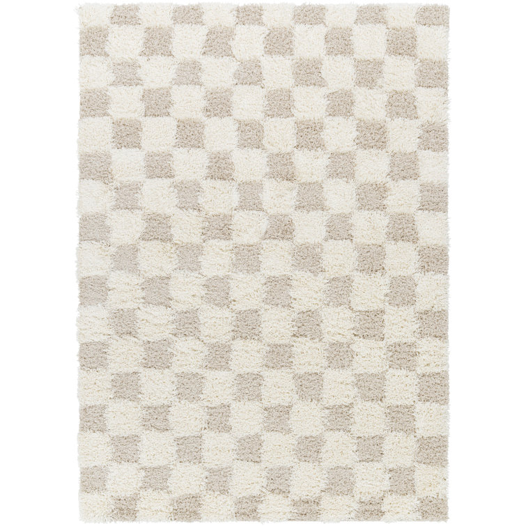 Rosebell Geometric Machine Woven Polypropylene Area Rug in Light Beige