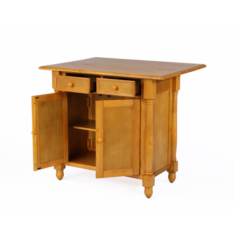 Azizi Wood Kitchen Cart, Rich Honey/Light Oak