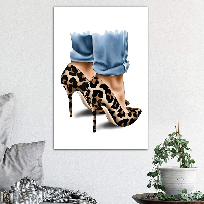 Leopard Spot Heels by Elza Fouche - Wrapped Canvas Print, 66.04 cm H x 45.72 cm W x 3.175 cm D